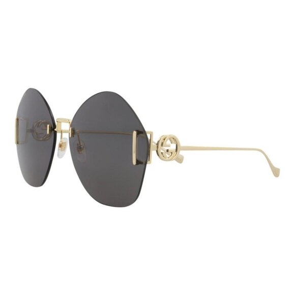Gucci Womens Round/Oval Gold Gold Grey Fashion Designer Eyewear - Picture 3 of 5
